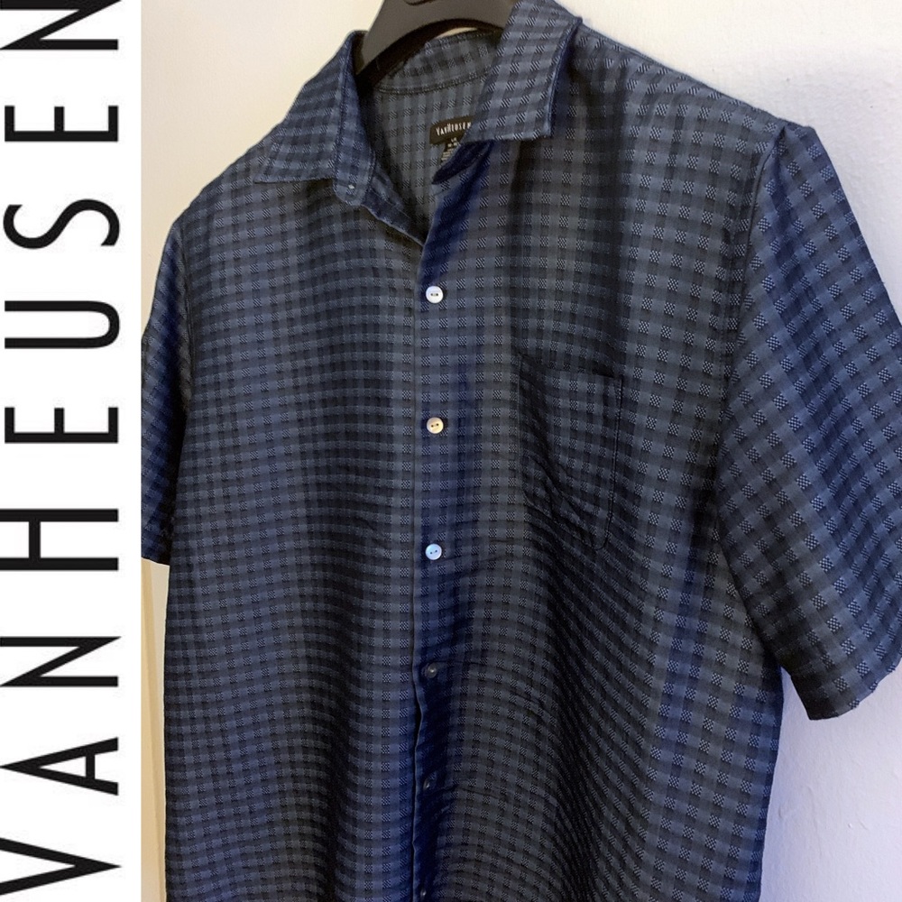 Van Heusen Short Sleeve Dress Shirt - Blue